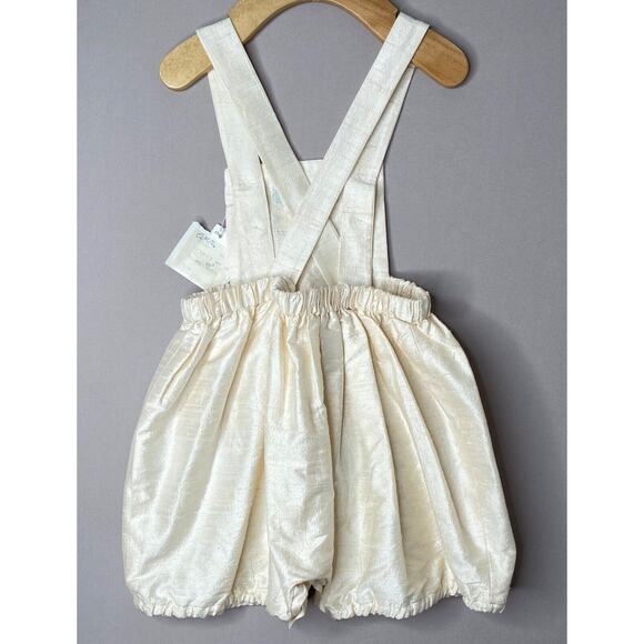 NWT I Pinco Pallino Special Occasion Gold Silk Shortall Romper Boys 18 Mo - Picture 3 of 6